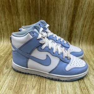 Nike Dunk High Women's Size 5 Aluminum‎ White Blue High Top Sneakers Shoes